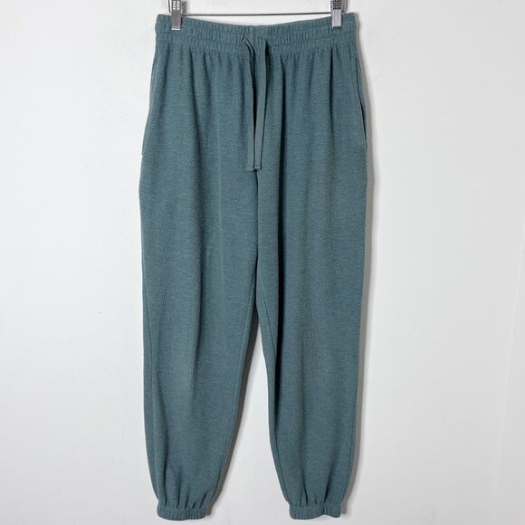 Forever 21 Women's Terrycloth Jogger Sweatpants S Green Drawstring Loungewear - Picture 3 of 9